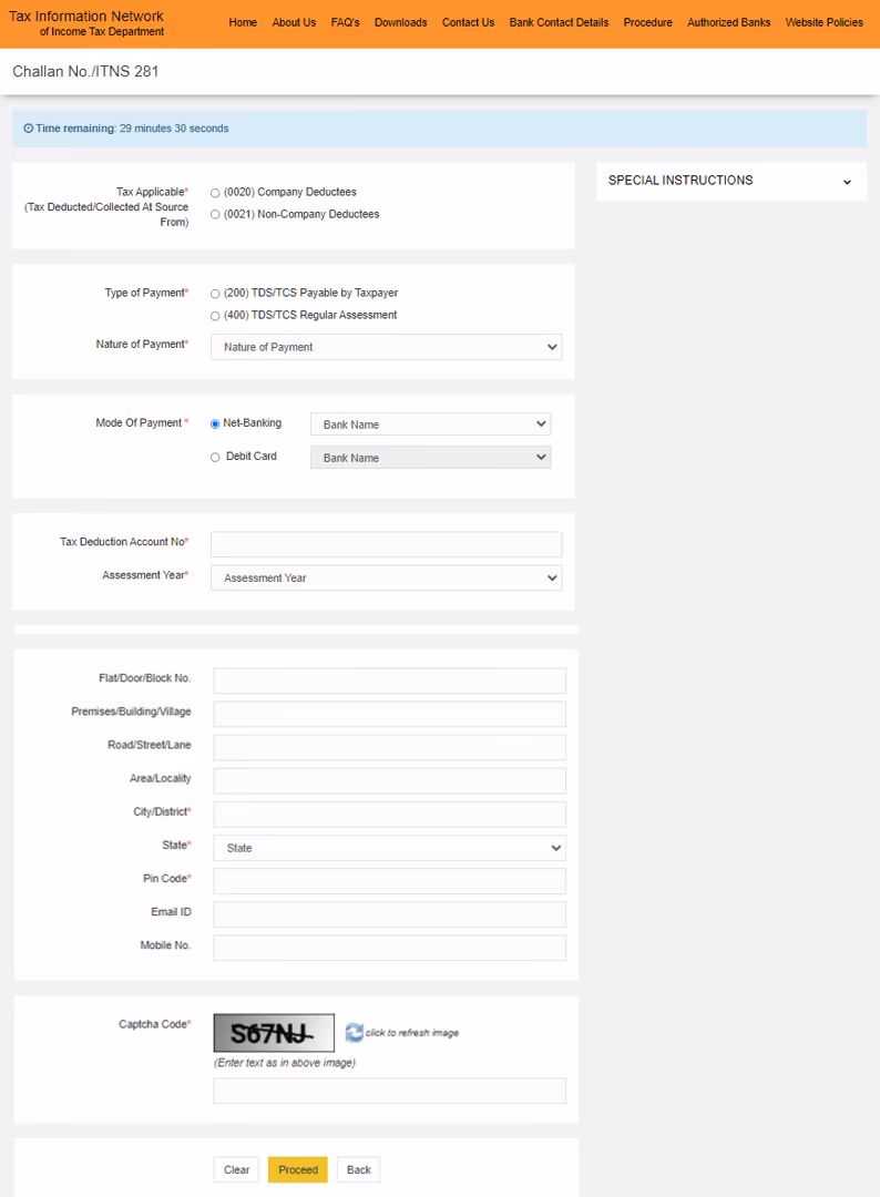 How to make TDS payment online - step 3