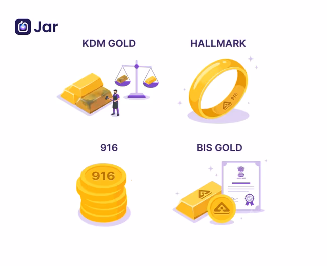 What are KDM Gold, Hallmark, 916 and BIS Gold