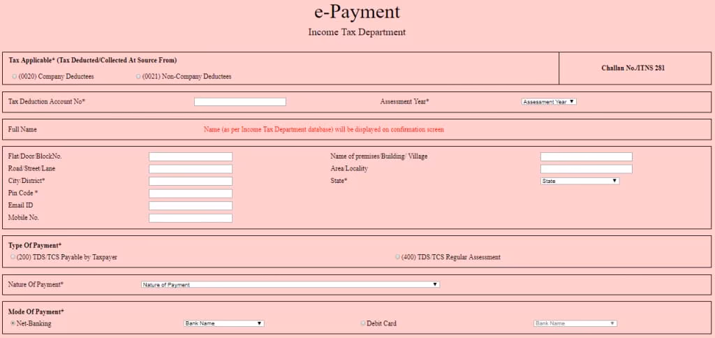 How to make TDS payment online - step 4