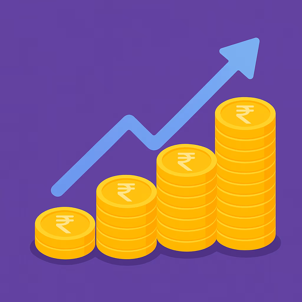 Growing stack of gold coins graph